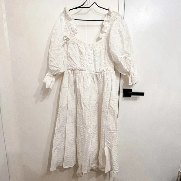 Cult Gaia Simona white linen off shoulder midi Dress size Large - Picture 13 of 16